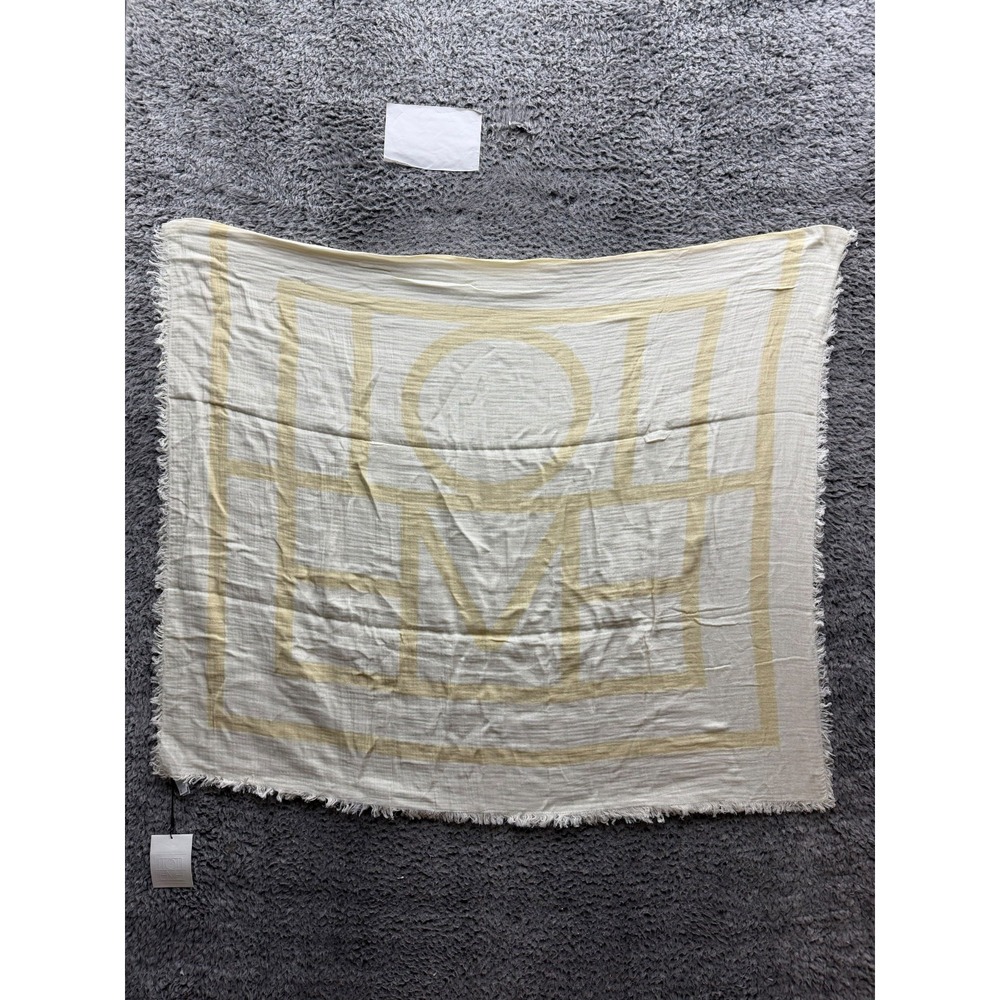 NWT Toteme Logo Cotton Frayed Edged Beach Sarong Sand One Size